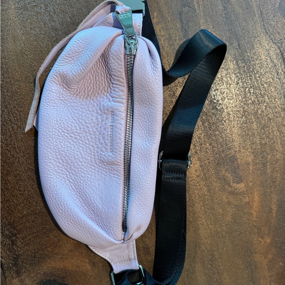 Lavender leather fanny pack.